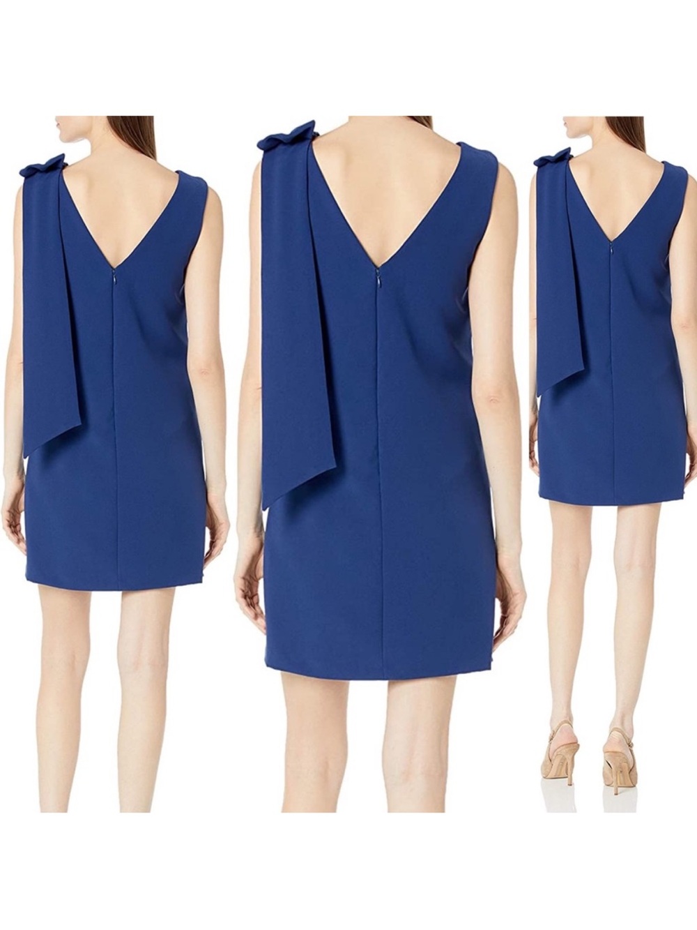 Donna Morgan navy Blue Shift Dress with Bow - Picture 2 of 5